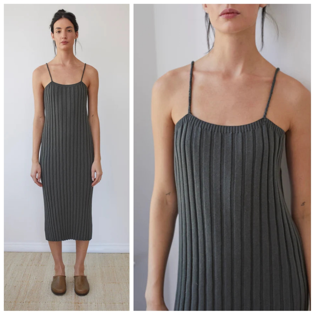 New Wol Hide Rib Dress In Washed Black Size M/L